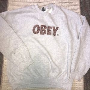 Obey Unisex Leopard  Crewneck (Size L)
